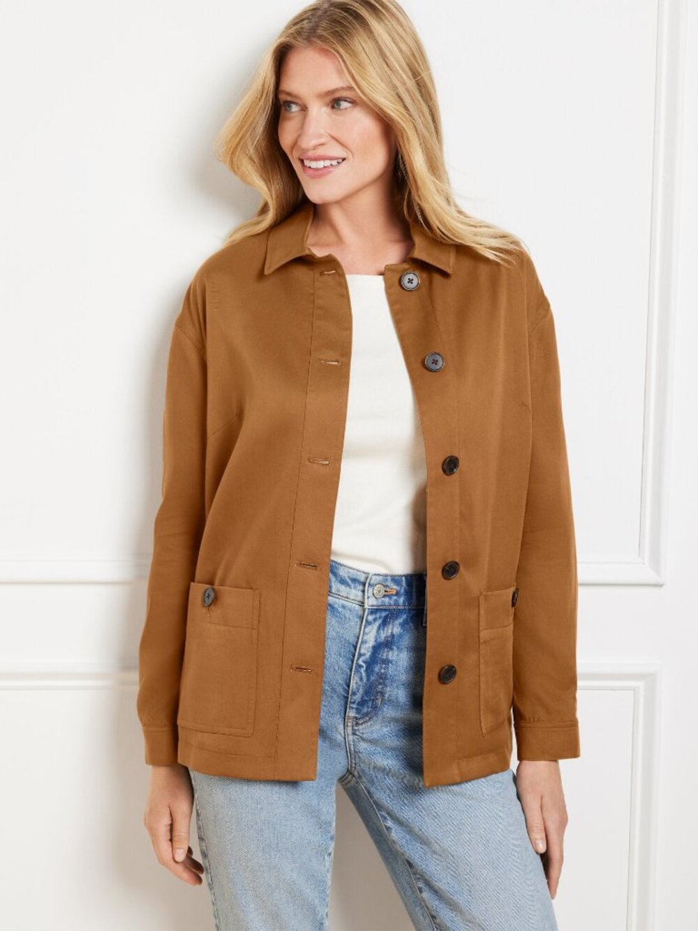 NWT Talbots Petite Size XL XLP Brown Lyocell Twill Utility Chore Jacket NEW